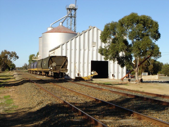 The grain silos still see occasional traffic, as in this view looking south.
