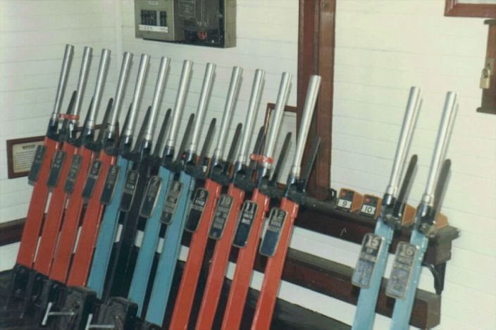 
The Menangle Signal Box lever frame.
