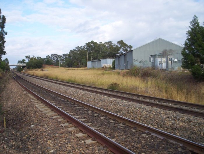 The old goods sheds and goods platform at the Southern end of Menangle station, as viewed looking towards Moss Vale.