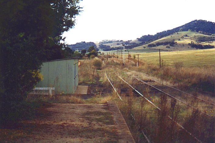
A view to the north of the station.  On the left is a ganger's shed.
