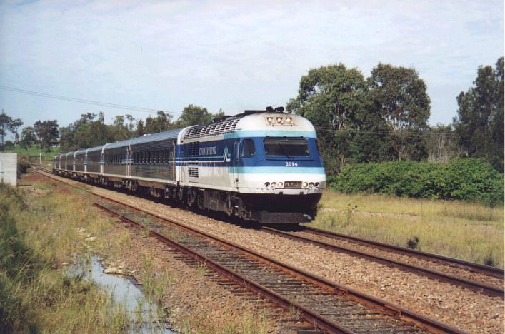 
A northbound XPT races past the short loop which services the platform.
