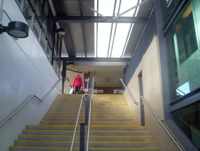 The steps and lift up to the platform at Miranda.