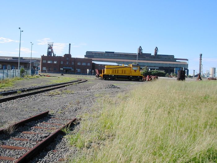 
A shunting loco sits inside the former BHP site.
