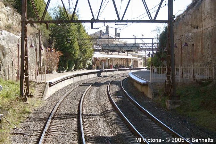 The view from a west-bound service approaching the station.