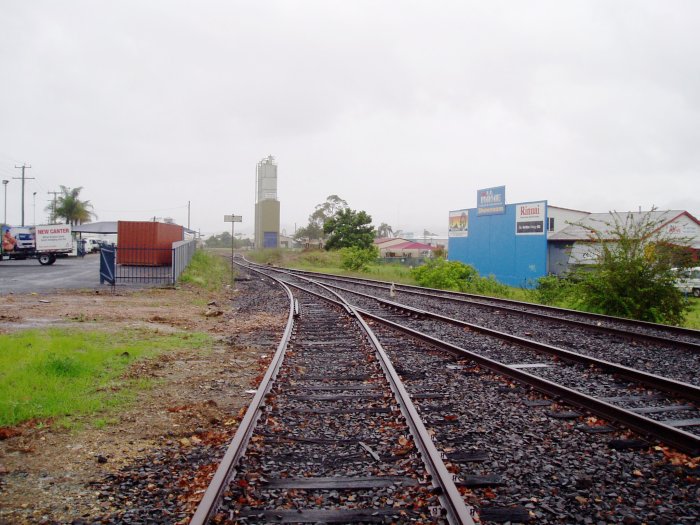 The view looking north beyond the station. The silos in the distance are the Blue Circle Cement silos.