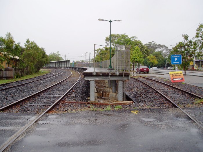 The view looking south from the level crossing at the northern end of the station.