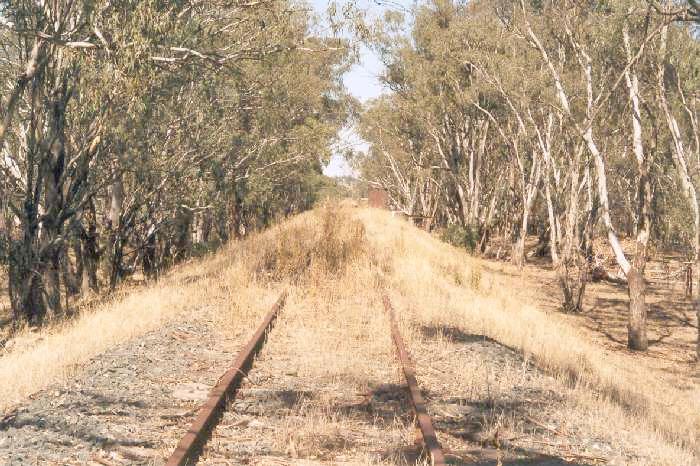 
The Narrandera-Tocumwal line from the southern end of the Newell Highway
bridge, looking south.
