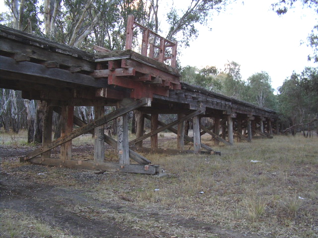 The eastern side of the trestle over the northern flood plain of the Murrumbidgee River at Narrandera.
