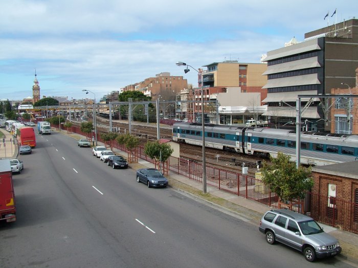 The view looking east towards the station as an Endeavour train approaches.