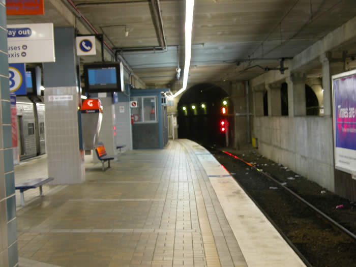 The view looking north along platform 3. This platform is generally used for terminating and starting services.