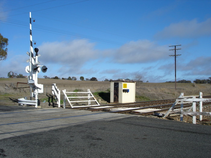 The level crossing at the up end of the location.