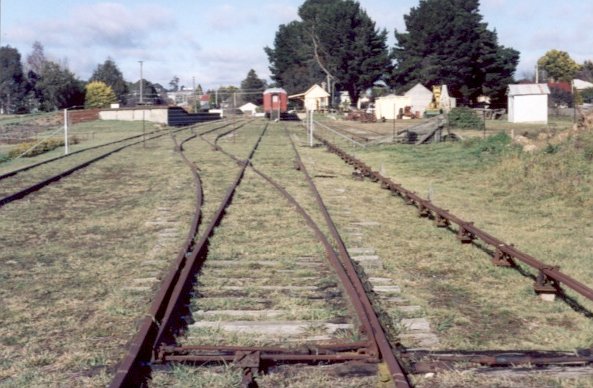 The view looking down the yard towards the station.