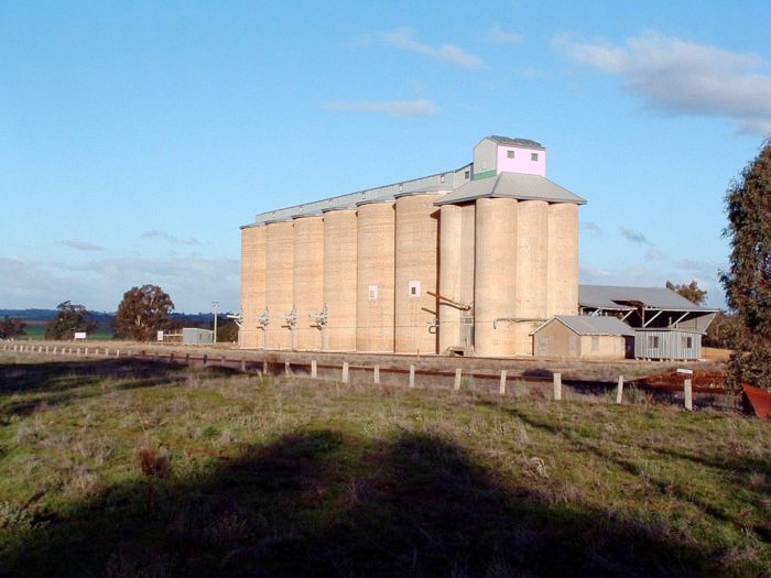 A view looking across to the large complex of silos.