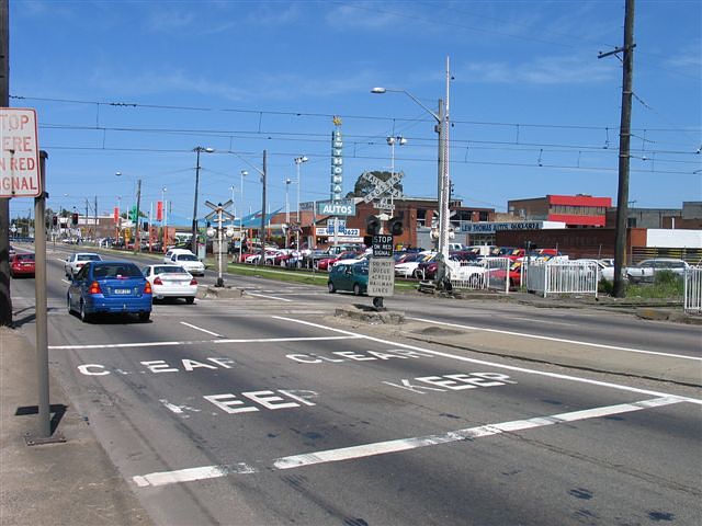 
The level crossing looking east down Parramatta Road.
