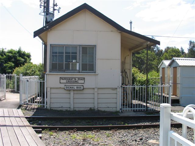 
A close-up of the signal box which controls the level crossing.
