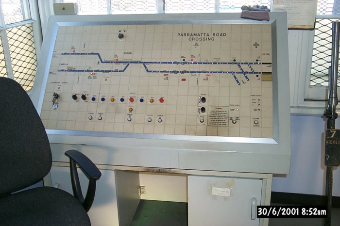 A more modern version of the control panel inside the signal box.