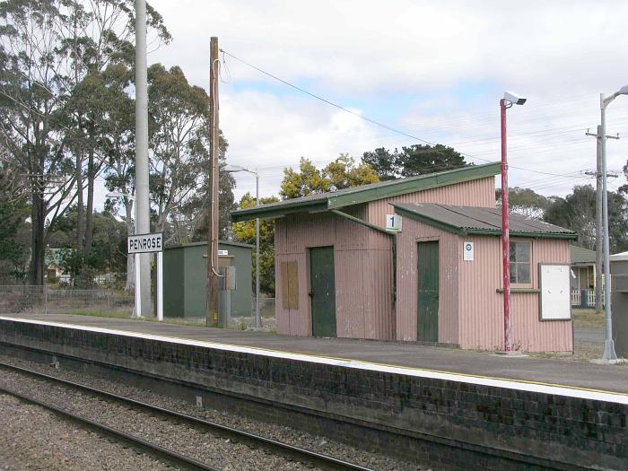 
A view of the up platform complete with ramshackle corrugated iron sheds.
