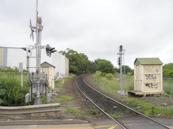 Port Botany line looking south from General Holmes Drive level crossing, Mascot.