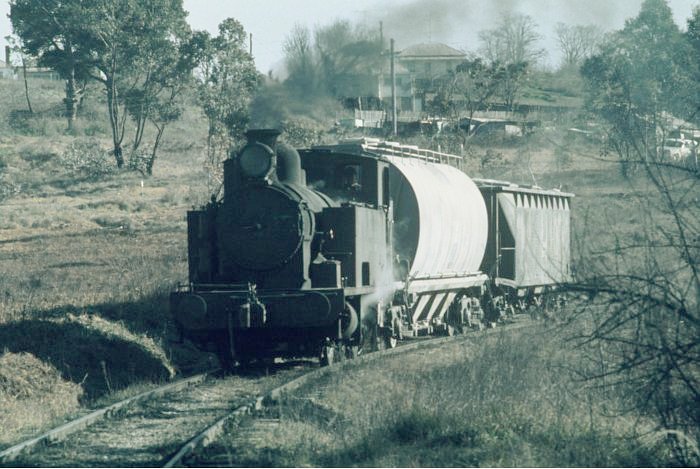 Running two loaded wagons down the hill to the main line.