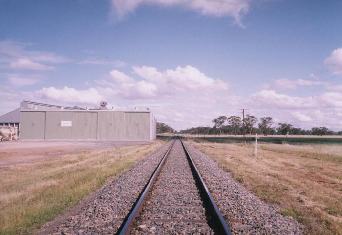 
The view looking south, with the former station site on the right.
