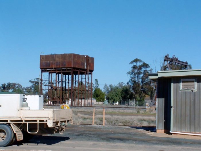 A view looking across to the large elevated water tank.