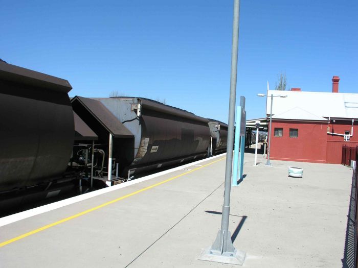 
An up coal train heading through the station.
