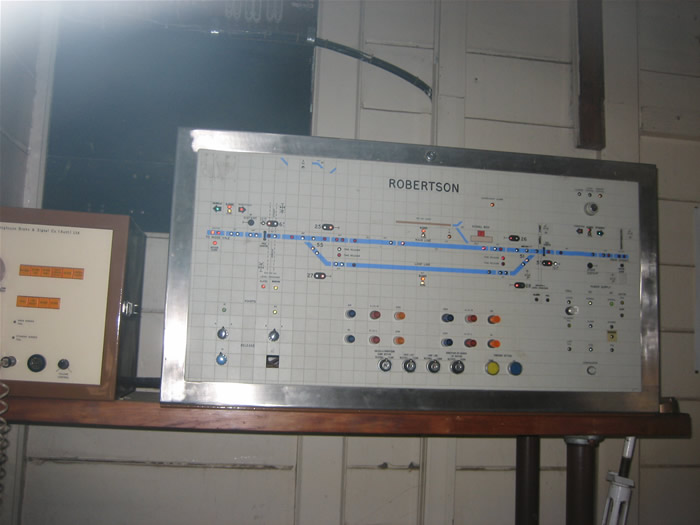 Inside the Roberston control room showing the control panel. The loop and points at Roberston are normally controlled from Wollongong but this panel can be used to take control if necessary.