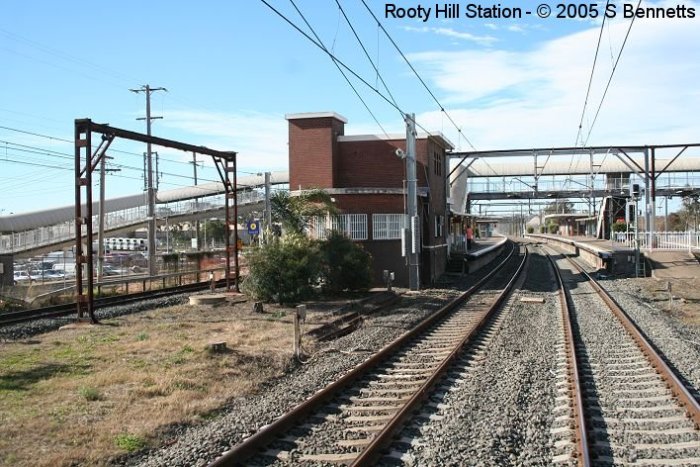 A view of the western end of Rooty Hill Station. Curved end of building was once a signal box but is now used as the SM's office and staff facilities.