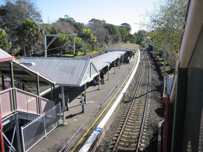 The view from the pedestrial bridge looking north along platform 2 towards Lindfield.