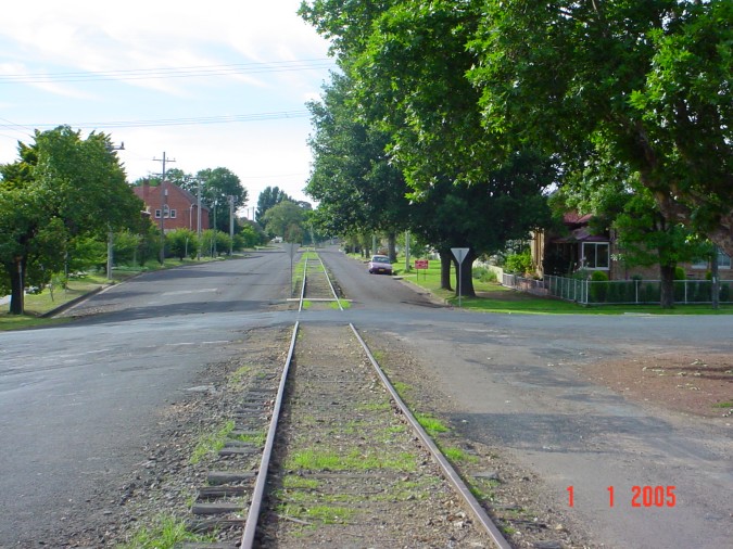 
The approach to the Rossi Street crossing, looking towards the terminus.
