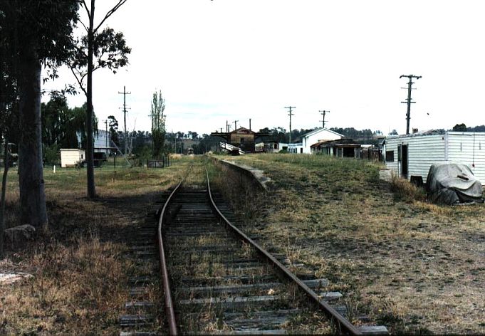 
A view of the approach to the dilapidated racecourse station.

