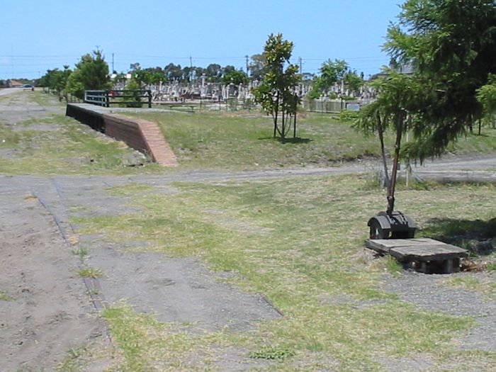 
The platform and the B lever frame which controlled the up end of the
loop siding.
