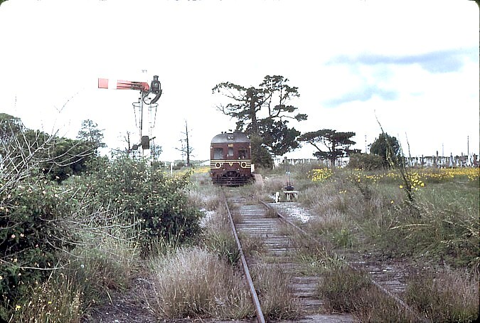 Sandgate Cemetery in 1982 showing a cemetery train which had no passenger traffic, the interest in the train by this time was dead.