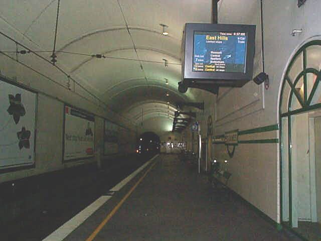 
The view along platform 2 showing the old architectural features in contrast
with a new train status displays.
