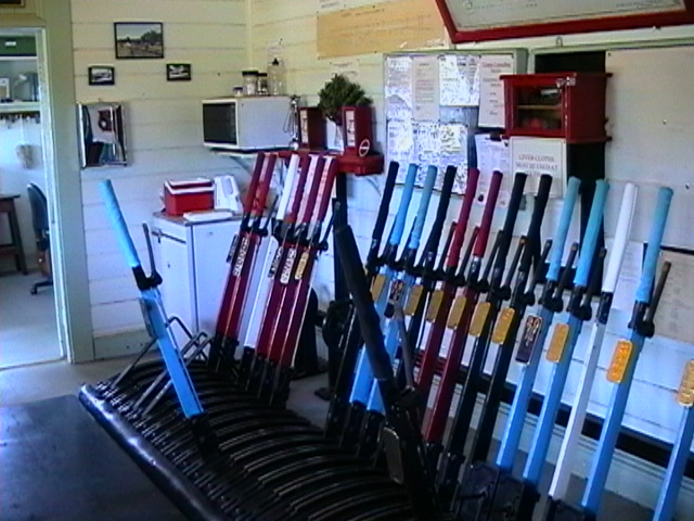 
The 25 lever frame inside the signal box.
