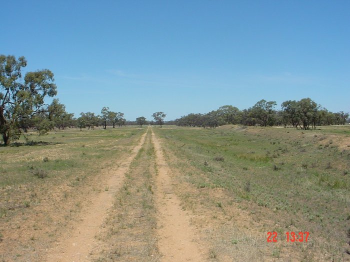 
The view looking east with the embankment on the right.
