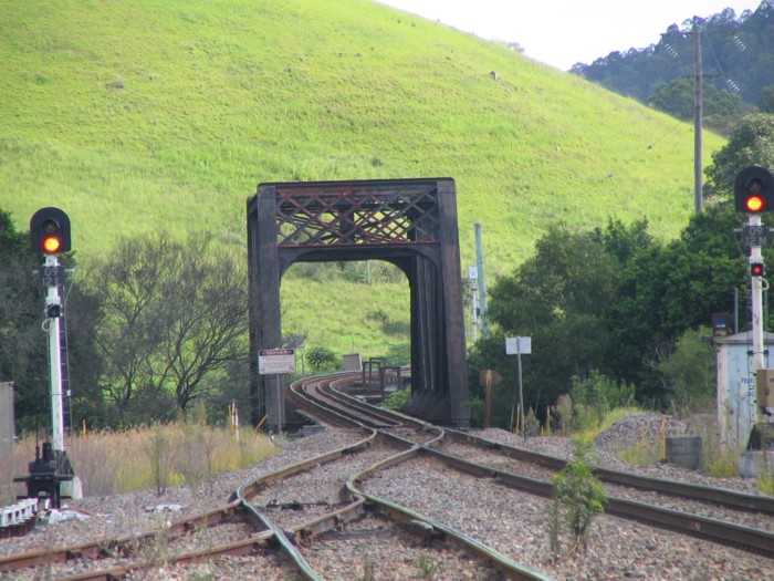 A close up view of the bridge to the south of Stroud Road station.