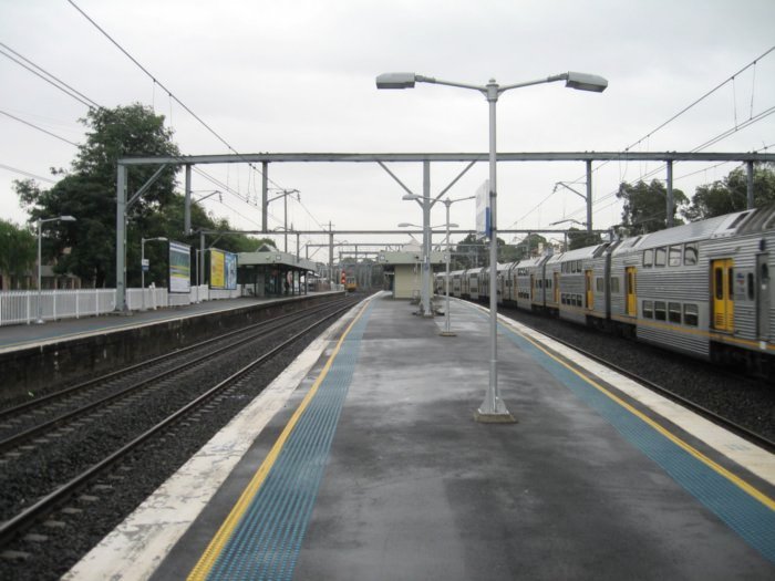 The view looking west along the platforms towards Strathfield.