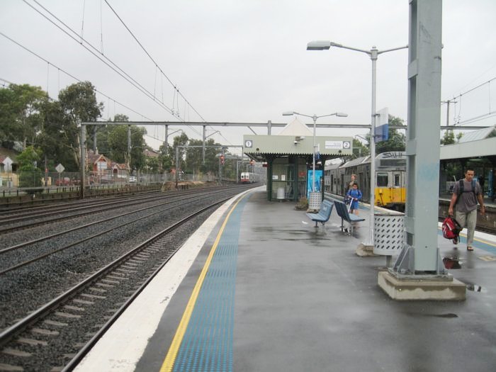 The view looking east along platform 1 towards Lewisham.