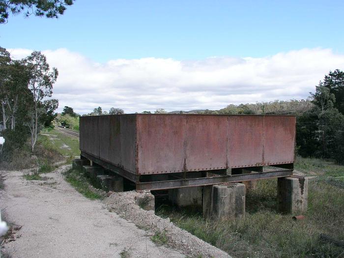 
The water tank to the north of the station.  The up platform is visible
in the distance.
