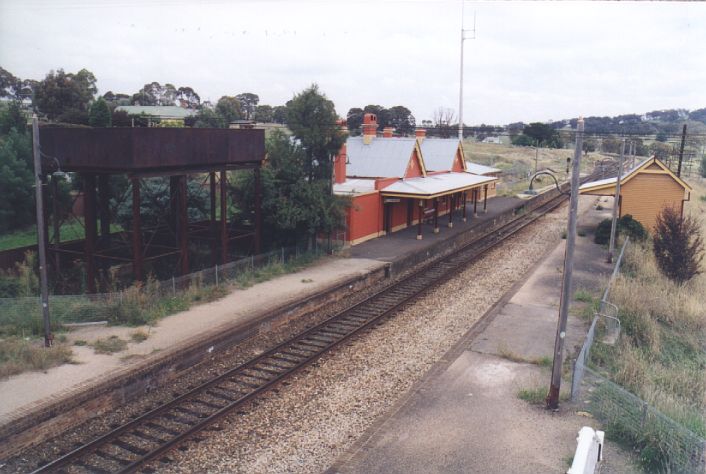 
The view looking towards Bathurst from the footbridge.  The station buildings
have been recently painted.
