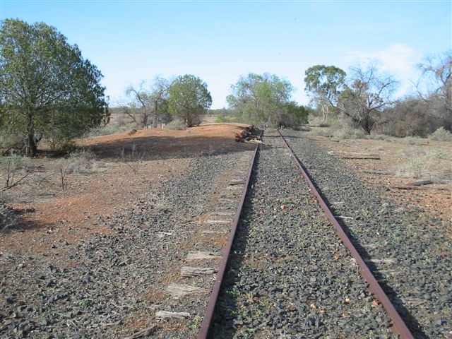 The remains of the station, looking north towards Brewarrina.
