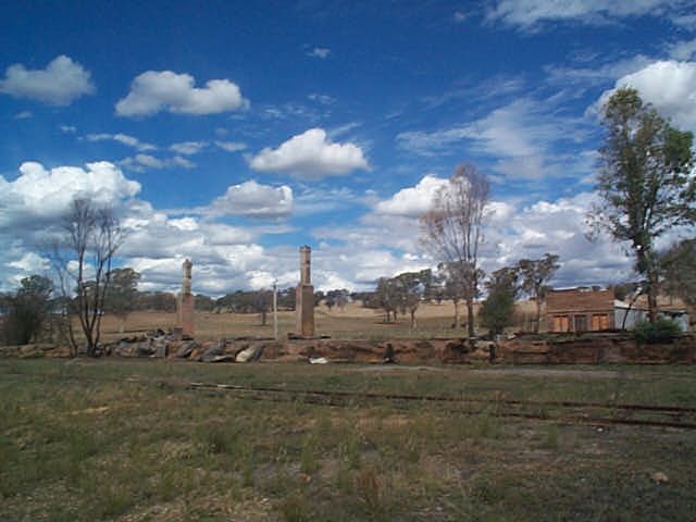 
Not much remains in this post-fire view of the station and platform.
