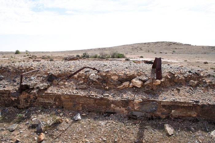 A close up of the remains of the goods platform.