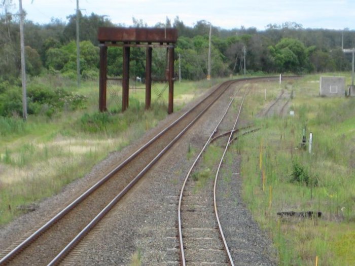 A closer view of the station location, which was opposite the concrete hut, on the left of the tracks. The track in the centre is the loop line, with the former goods siding on the right.