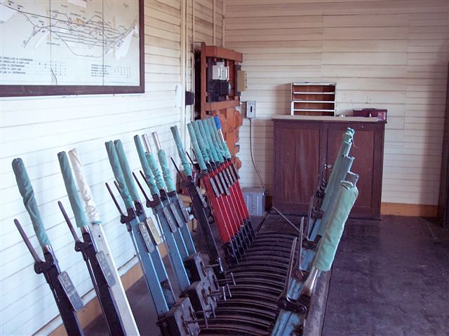 
The lever frame in the signal box.
