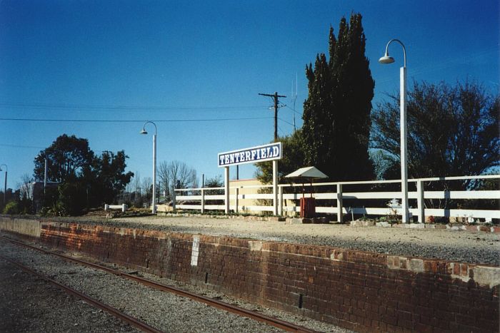 
The brick-faced platform and nameboard in recent times.
