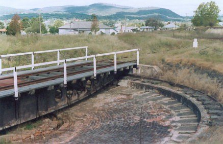 A side-on view of the turntable and pit.