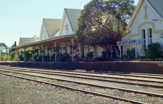 A view looking north along the preserved station.