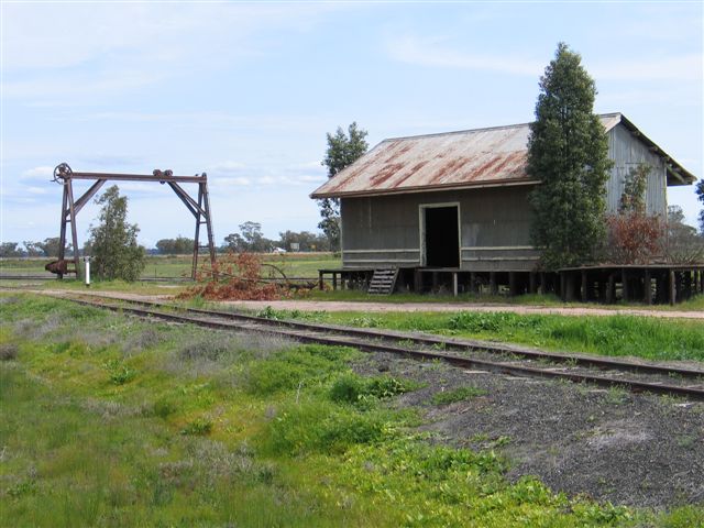 The gantry crane and goods shed.